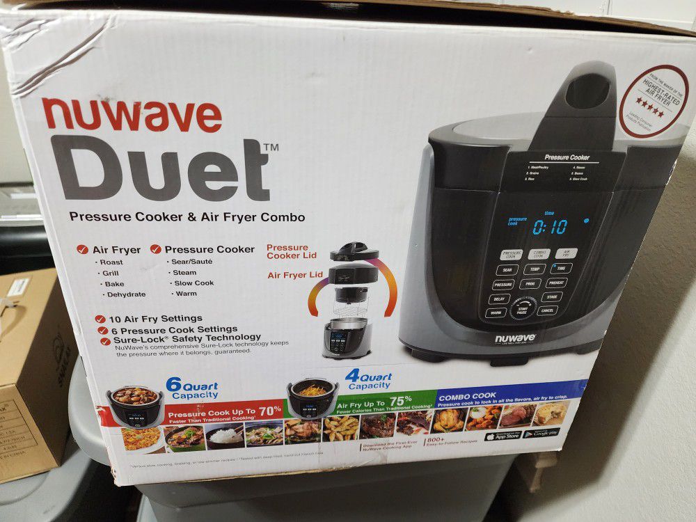 The Nuwave Duet pressure cooker and air fryer combo ! Now available at  www.shophandarnold.com 3125.32 + VAT FREE DELIVERY, By Hand Arnold