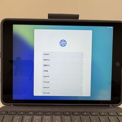 iPad 9th Generation 10.2” – 64GB – Wi-Fi – Silver (Model MK2L3LL/A) Includes Logitech Keyboard Case.