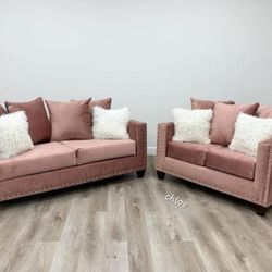 
÷ASK DISCOUNT COUPON😎 sofa Couch Loveseat  Sectional sleeper recliner daybed futon 《
 Cindy Pink Velvet Living Room Set 