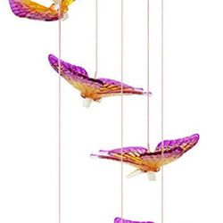 Solar Butterfly Wind Chimes Solar Mobile Rotate Color Light Rainproof Solar Powered Hanging Wind Chimes Lights for Yard/Garden/Festival Gift/Home Deco
