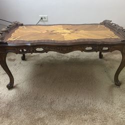 Antique Coffee Table With Inlay 