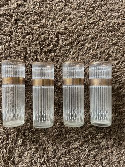 Vintage Gold & White Highball Glasses – Set of 4