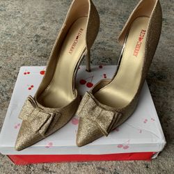 Red Cherry Gold Heels