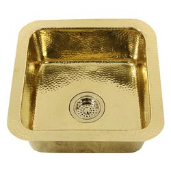 SQRB-7 Brightwork Home 16.63'' L Single Bowl Brass Kitchen Sink. Under mount. Basin 13.5'' W X 13.5'' L X 7.25'' D. Overall Dimensions. 16.63'' L X 16