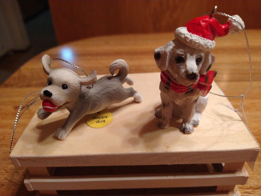 Two New Dog Ornaments With Tags