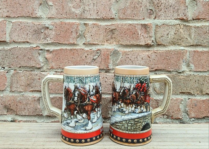 Vintage Anheuser-Busch Cobblestone Passage Holiday Steins