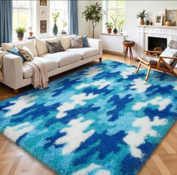 8x10 ft Soft Fuzzy Rug for Girls Room Playroom, Fluffy Cute Colorful rug