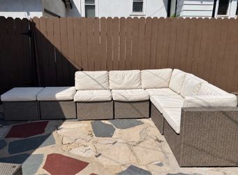 8 Piece Rattan Sectional with Cushions