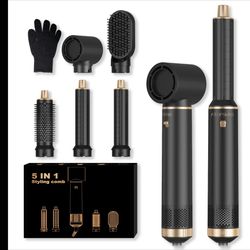 ATOPSKINS 5 in 1 Detachable Blow Dryer Brush Set, Negative lonic Hot Air Brush, Hair Styling Tool, Round Hot Air Straightener Brush Volumizer, Air Cur