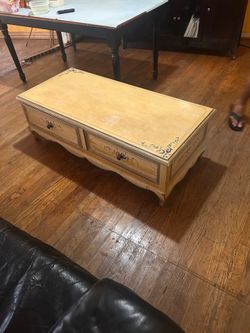 Tan short tv stand w cabnits