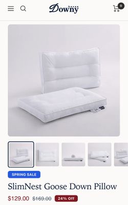 DownyHaven SlimNest Goose Down Pillow 800FP 20x26 White 90% Down