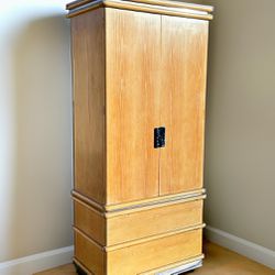 Postmodern Vintage Jay Spectre Cerused Oak Armoire Cabinet