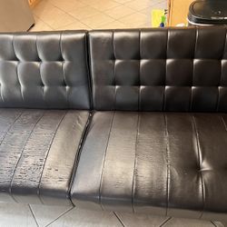 Faux Leather Foldable Futon