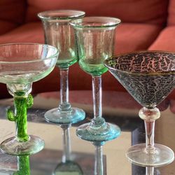 Party Glasses; one Margarita one Martini and pair of wine