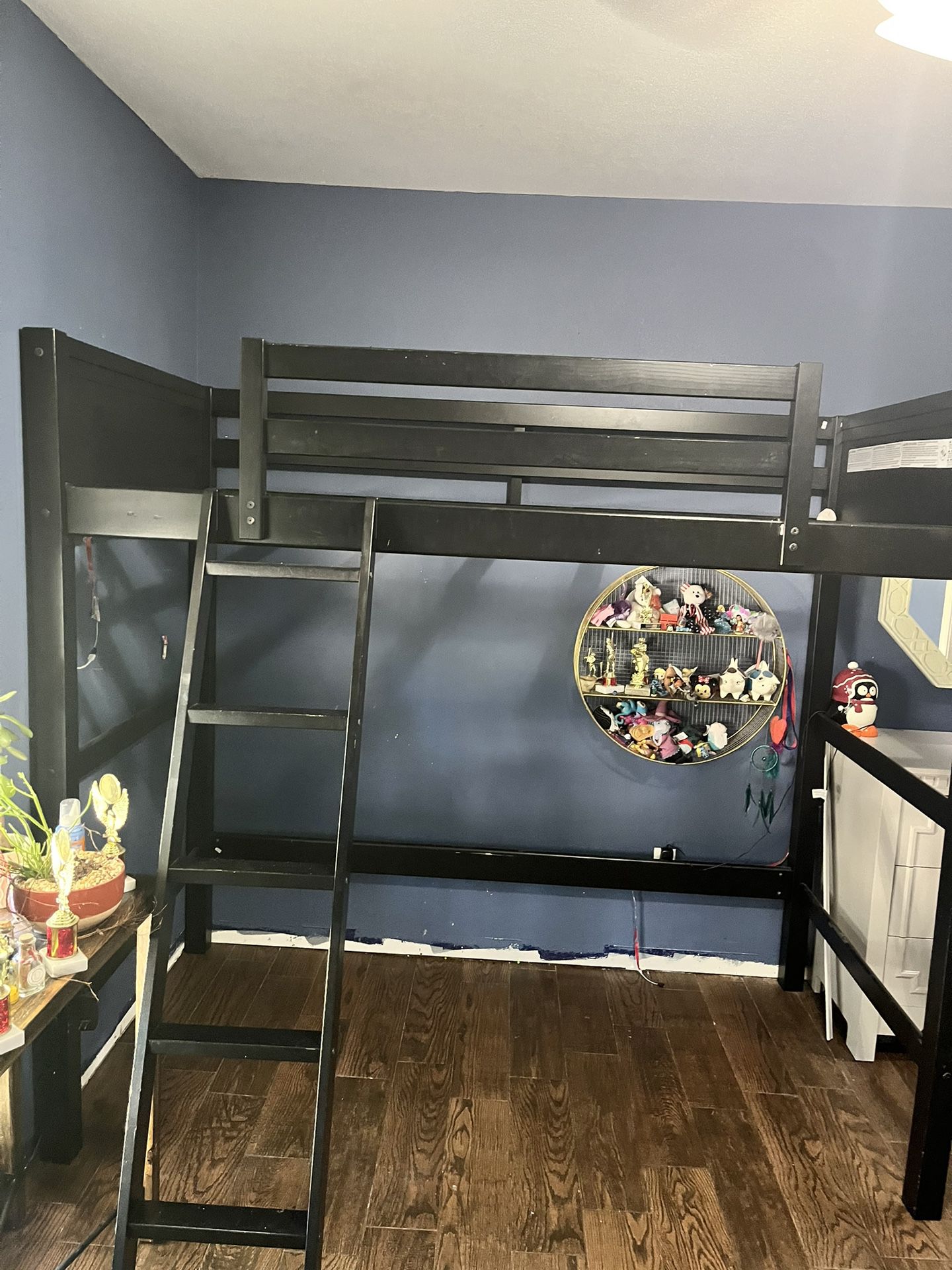 Twin Size Loft Bed Black Wood $100 Each— Two Available