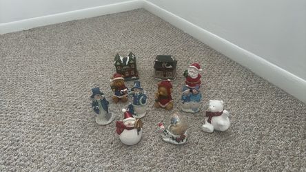 Christmas Figurine Collection with Snow Globe