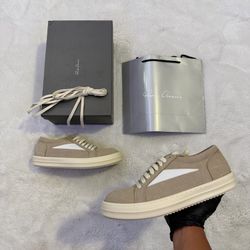 Rick Owen Taupe Suede Low Van Sneaker