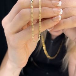 7.5in 2.5mm 10k Real Italian Gold Bizmark Chain Bracelet Lobster Clasp