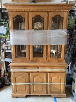 FREE- Oak China cabinet- excellent condition
