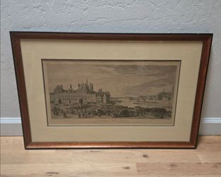 JACQUES RIGAUD HOTEL DE VILLE PARIS FRANCE ENGRAVING FRAMED 18x27"