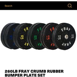 260LB FRAY CRUMB RUBBER BUMPER PLATE SET Brand New in Box 380$ Firm Set 260 lbs
