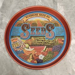 Sunshine Seed Co. 14" Round Metal Tray Agriculture Advertising