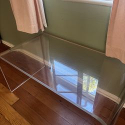 Clear Side Table 32” Wide 16” Tall