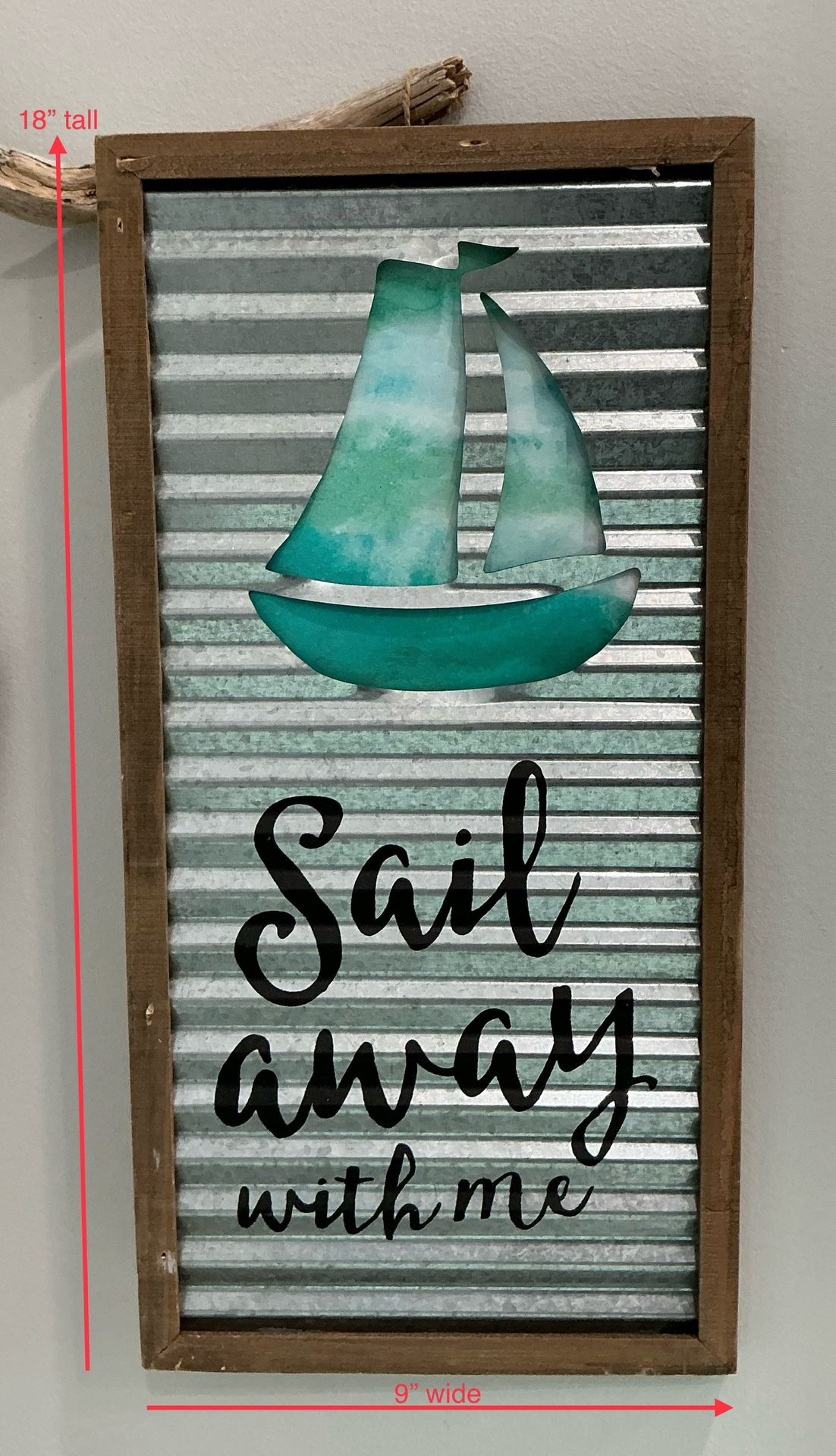 Shabby Wood & Metal “Sail Away with Me” Hanging Plaque