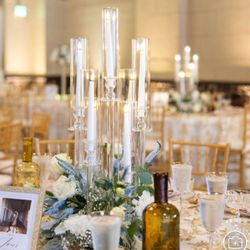 8 GLASS CRYSTAL CANDELABRA CENTERPIECES (7 ARMS)