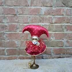 Vintage Carnival Mask Head/Brass Stand 