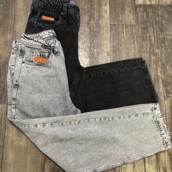 2 Pairs GMBURG Jeans - Black & Light Gray Size 28