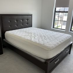 Queen Bed Frame, Queen Mattress, Night Stand, and Dresser