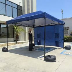 New In Box 10x10 Feet EZ Pop Up Canopy Gazebo Tent With Outdoor Shade Pocket Wall Sandbags Camping Beach Tent Navy Blue Color 