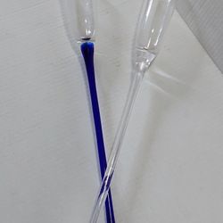 Set of 2 - Handblown Long Stem Fluted Champagne Glasses 