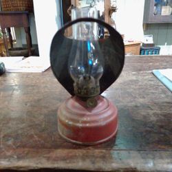 Antique Miniature Red Oil Lamp