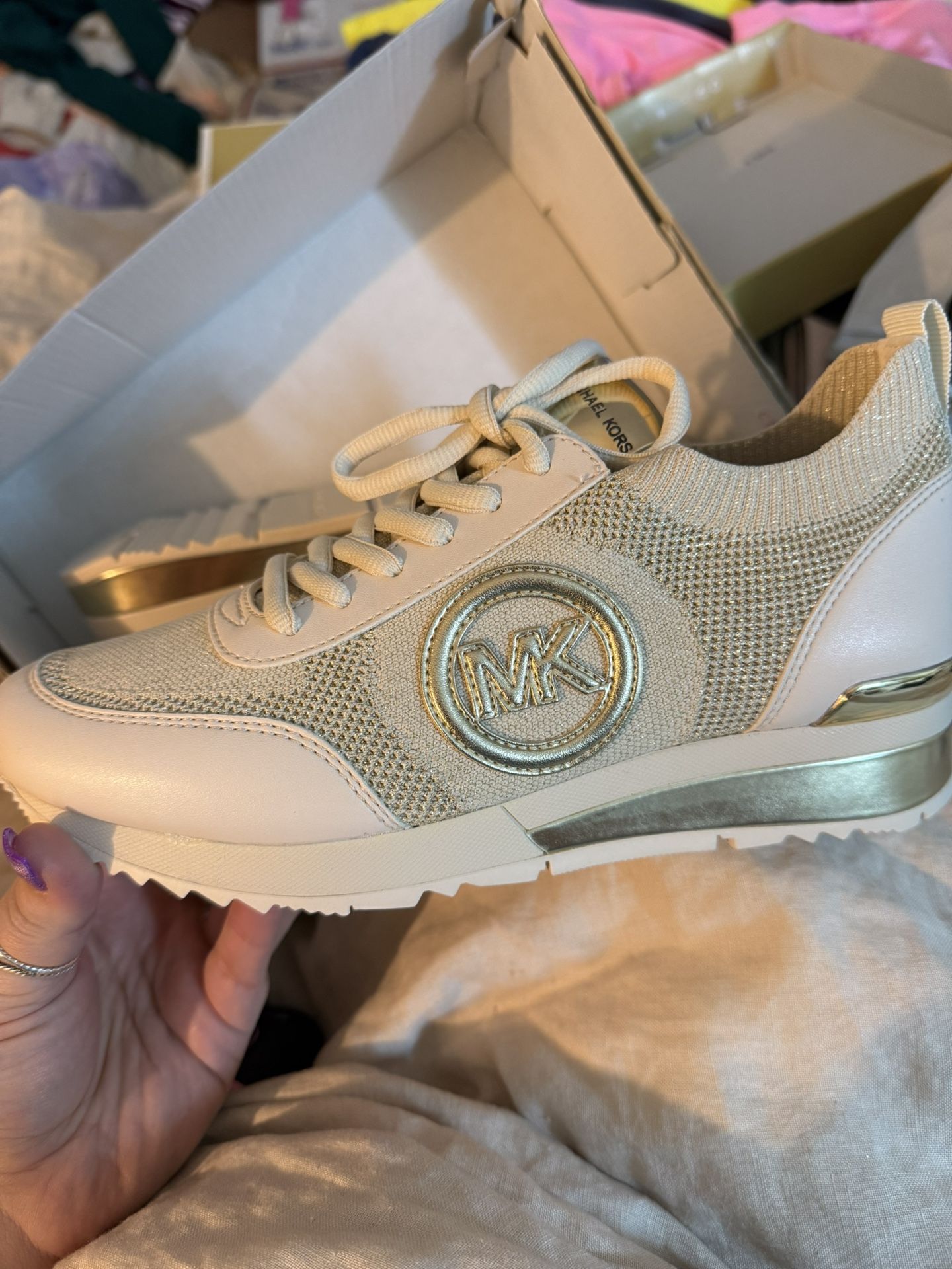 New In Box Michael Kors Jenkins Knit Trainer Met SF Stretch Knit