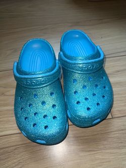 Blue glitter crocs size 6 women
