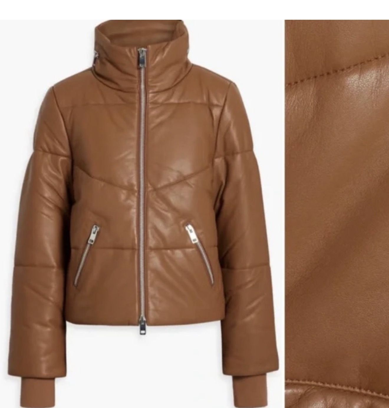 Edwina Leather Boxy Fit Puffer Jacket