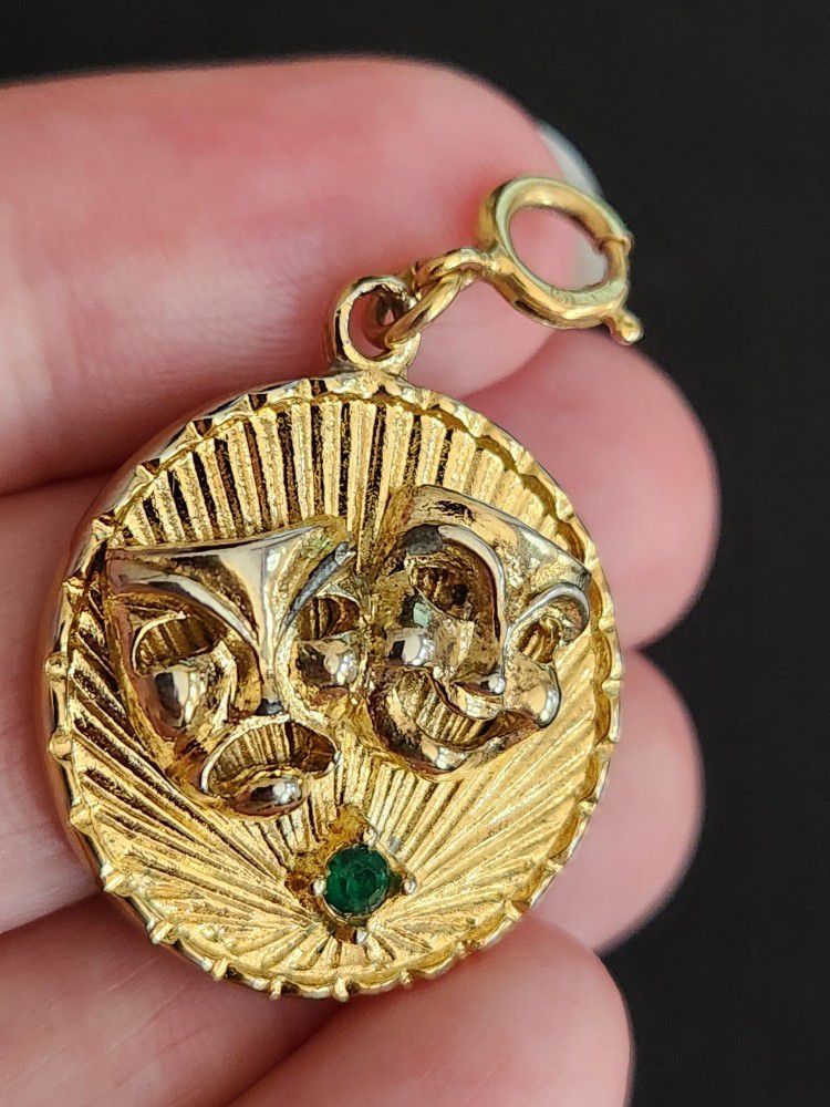 Golden Vintage Drama Theater Acting Charm Pendant 
