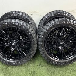 NEW 22 inch gloss black zl1 style wheels wrapped in 33x12.50R22 atturo MT tires