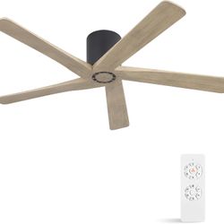 48" Flush Mount DC Ceiling Fan No Light, 5-Blade Low Profile Fan Indoor/Outdoor