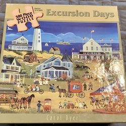 JIGSAW PUZZLES 2 OF THEM 500 PIECE WOOD CAROL DYER 1000 MARY EBGELBREIT    COMPLETE CLEAN $5 EACH ONE 