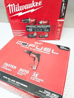M18 Milwaukee Combo Kit + FUEL Drywall Screw Gun 