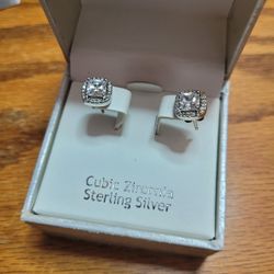 Silver And Cubic Zirconia Large Studs..