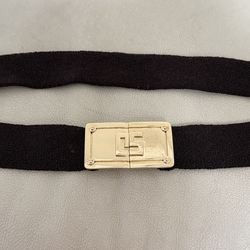 St. John women's belt featuring a textured strap and a gold-tone buckle