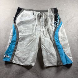 Vintage Quiksilver Board Shorts Men's 38 White Swim Trunks Y2K 90s #10A