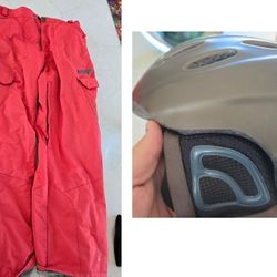Men's Snowboard Pants (small) and Helmet (adult)