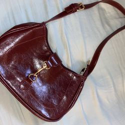 Burgundy Faux Leather shoulder purse (small)