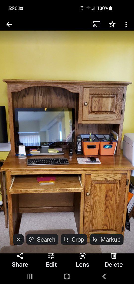 Amish Made Oak Desk And Hutch Top