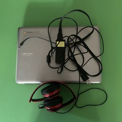 Acer Chromebook + Charger + Headphones